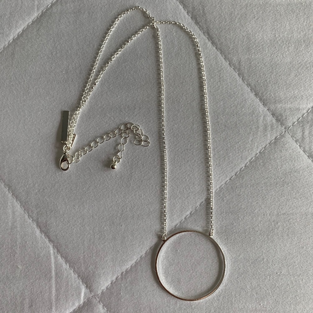 Lele Sadoughi Silver Circle Necklace